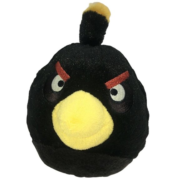 Angry Birds Plush Black Bird Bomb 6" Stuffed Animals Toy Soft Ball Commonwealth - Picture 1 of 12